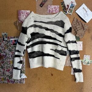 Elegant Black and White Striped Sweater